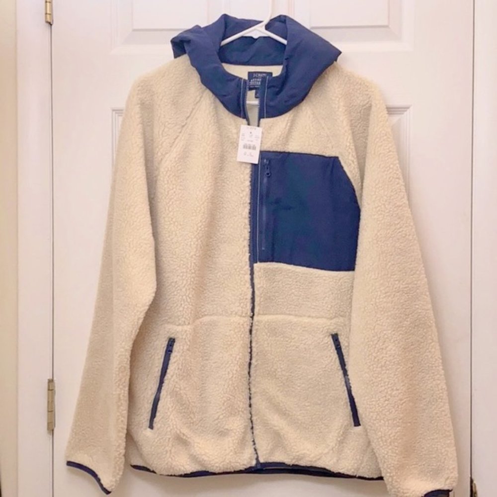 J. Crew Sherpa Zip-Front Hooded Jacket - NEW WITH TAGS